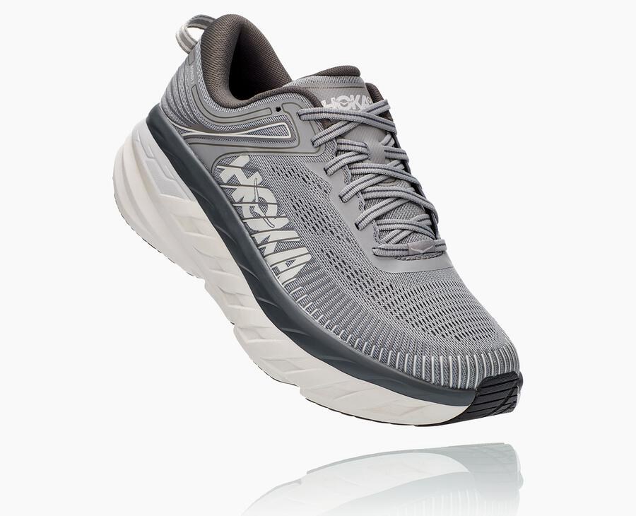 Hoka One One Mens Running Shoes - Bondi 7 - Grey - XAJV48375